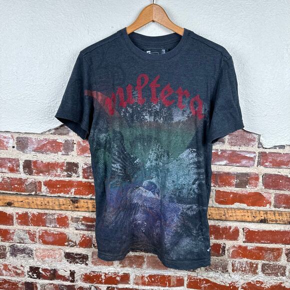 Vintage Graphite Shirt Size Large Grey Short Sleeve Graphic Tee Birds Grunge Y2K - Picture 1 of 5